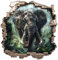 Samunshi® Wandtattoo Wandriss mit Elefant in Wald Fenster in andere Welt Portal Wanddekoration Wandsticker für Kinderzimmer Wohnzimmer Wanddeko 30x30cm
