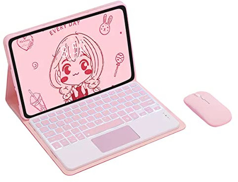 Funda con Teclado para Lenovo Tab M10 Plus De 3.ª Generación De 10,6 Pulgadas 2022, Contener Ñ,Retroiluminada En 7 Colores, Teclado Bluetooth Desmontable Con Panel Táctil, Ratón Bluetooth,Rosado