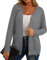 GRECERELLE Womens Cardigan Long Sleeve Lightweight Cardigans Button Down V Neck Ribbed Knit Outerwear Open Front Tops with Pocket for Ladies (Grey, XXL)