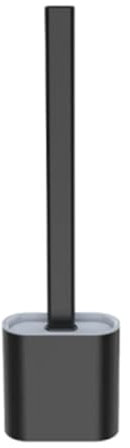 VALINK Brosses de toilette et supports, brosse WC en silicone avec support mural à séchage rapide, long manche en silicone, brosse de toilette en silicone, noir