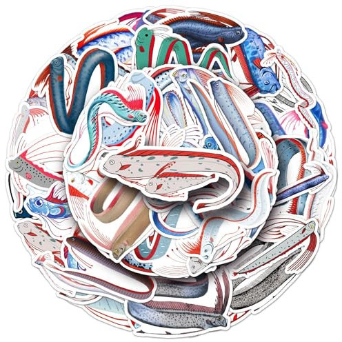 Bric Dodo 50 Stück Oarfish Aufkleber Auto Laptop Telefon Gitarre Skateboard Motorrad Fahrrad Königlicher Fisch Stickers Set Vinyl Wasserdicht Aesthetic Aufkleber für Jugendliche Kinder Erwachsene
