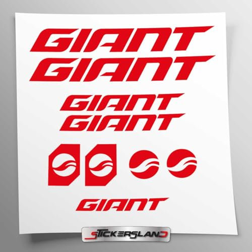 Aufkleber-Set kompatibel mit Rahmen MTB Mountainbike und Helm | Decals Aufkleber für Fahrrad Schriftzug Logos | Stickersland® GIAN (rot glänzend)