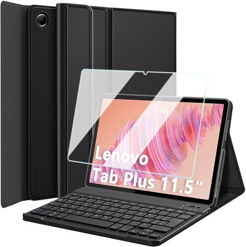 Nanhent Clavier Coque pour Lenovo Tab Plus 11.5 Pouces 2024 (TB351FU), avec Porte-Stylo, AZERTY Français Amovible Bluetooth sans Fil Clavier Étui Housse avec Protection écran