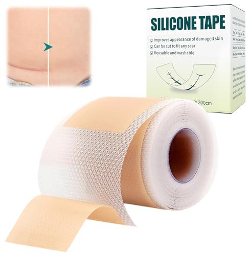 Pansement Silicone Cicatrice, Scar Removal Sheets Tape, Réutilisables Silicone Scar Sheets, Feuilles de Cicatrice en Silicone pour Césarienne, la Chirurgie, les Brûlures (4CMx300CM)
