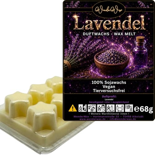 WonderWax Duftwachs Wax Melts für Duftlampe, 6 Sterne Duftmelt Wachsmelt Sojawachs Duftwachs Würfel für Raumdüfte, Wachs Duftöl Winter Indoor Schmelzen für Aromalampe Lavendel