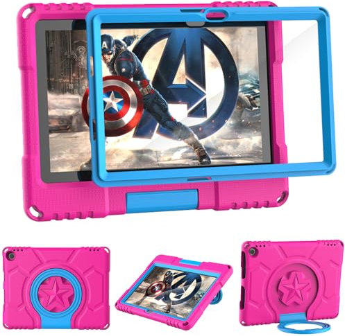 10 Tablet Hülle mit Displayschutzfolie(13./11. Gen, 2023/2021), Nicht Geeignet für Sony TCL Tablets, Patamiyar Leichte Stoßfeste Hülle für 10 Kids Tablet mit Ständer Griff - Rosa
