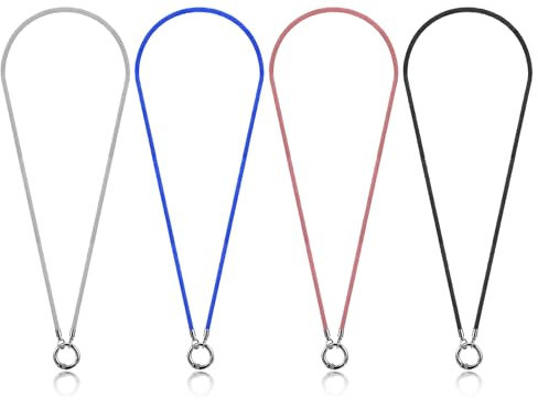 Prasacco Brillenhalter um den Hals, Brillenhalter für Brillen, Halskette, Ring, Brillenketten, Edelstahl, Brillenring, Sonnenbrille, Halskette für Damen und Herren, 4 Stück, mehrfarbig, One size