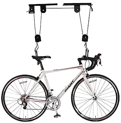 Fahrradlift mit Flaschenzug, Traglast Fahrrad Bike Lift Schwarz Fahrradlift bis 60kg, Universal Seilzugaufhänger Fahrrad, Praktische E-Bike Aufhängung Garage