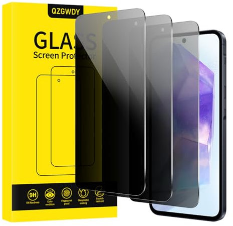QZGWDY Verre Trempé Anti-Espion pour Samsung Galaxy A55 / A35, Lot de 3 Film Protection Écran Vitre Protecteur Protege Sans Bulles, Dureté 9H, Facile à Installer