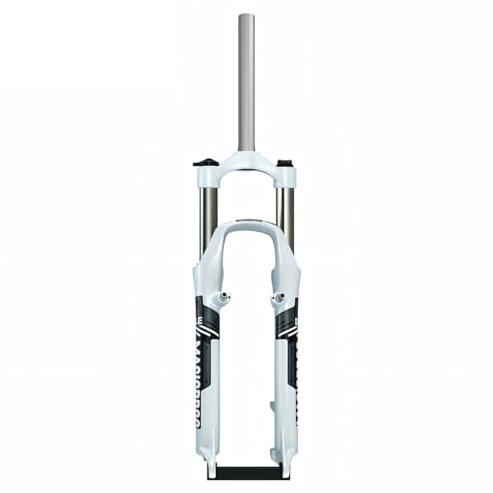 KANGXYSQ Fourche VTT 26 Pouces 100mm Voyage Vélo Fourche Suspendue 1 1/8 V-Brake/Disque Amortisseur De Pression d'air Fourche De Vélo Alliage D'aluminium Contrôle des Épaules(White Grey)