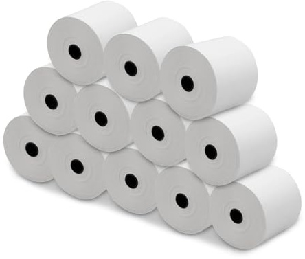 MERCURY TEXTIL - Rollo de Papel Térmico de 80x80x12mm (12 Rollos) | Sin Bisphenol A, para Impresora Térmica, Rollos de Papel de Ticket, Caja Registradora, Recibos,Básculas