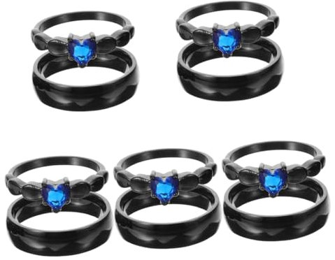 FOMIYES 5 Sätze Ringe Für Schwarze Blaue Zirkonia Eheringe Versprechen Ringe Für Damen Herren Hochwertige Finger Schmuckstücke Für Verlobung Hochzeit Männer Frauen 2 Stück * 5