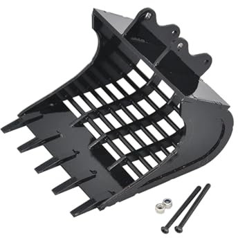 liyuxin66 For huina Metal Grid Sieve Bucket For 1550/1580/ 1592/1593/ 1594 Double E and for wltoys RC Excavator Upgrade Sorting Bucket(Black bucket teeth)