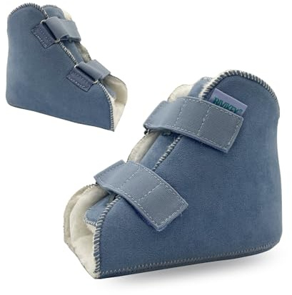BIVIKEY 1 Pair Plush Heel Protectors for Pressure Sores Ankle Protection|Soft and Breathable Widen Design|Prevention Pain Ulcer Promote Rehabilitation (W 7-13 / M 5-14) Blue
