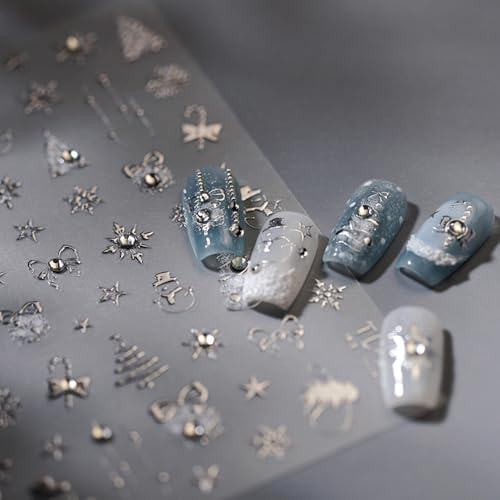 Evadollina Christmas Nail Stickers, 1 Stück 5D Nagelkunst-Aufkleber, Nail Charms, Nagelsticker, Nagelsticker selbstklebend, Charms Nägel, Nageldesign, Weihnachten (Typ B)