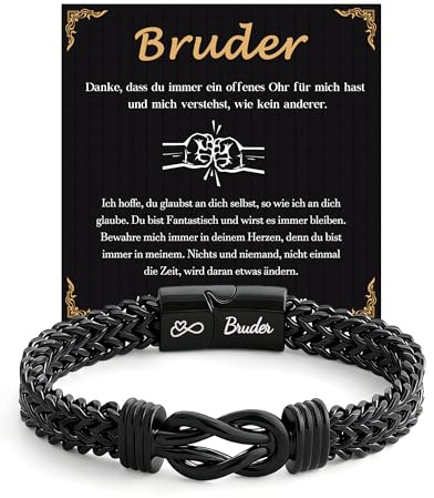 Kenqlot Ich Liebe Dich Geschenke für Männer, Sohn Bruder Mann Armband | Weihnachten Geburtstag Liebes Valentinstag Jahrestag Geschenk für Ihn Freund Ehemann Sohn Bruder Schwarz Edelstahl