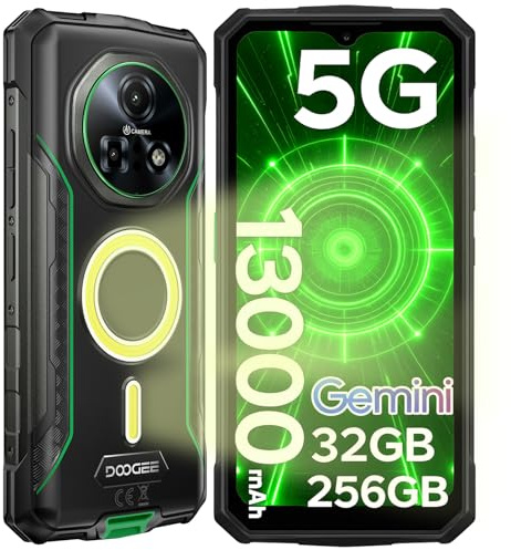 DOOGEE Fire 7 Pro Rugged Smartphone 5G, POC Intercom, 1200LM Dual Camping Lights, 13000mAh/33W, 32GB+256GB Rugged Phone, 64MP+20MP Night Vision, 6.6'' 90Hz, 5G Dual SIM IP68 Waterproof Phone, OTG/NFC