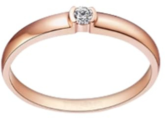 Stfery Diamantring Rotgold 9K Verlobungsring Echt Gold Schmuck, Klassiker Stapelring mit Solitär, Damen Naturdiamant 0.1ct Au375 Gr.63 (20.1)