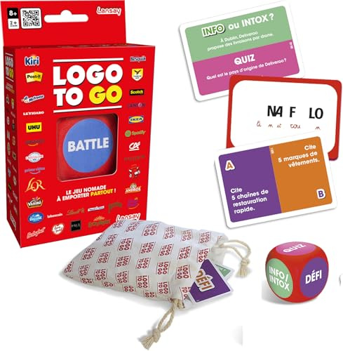Lansay - Logo to GO - Gioco Di Loghi - Gioco Di Carte per Bambini a partire da 8 anni con Dado - Sfide Basate su Quiz E Riconoscimento Marchi - Gioco Bambini E Famiglia