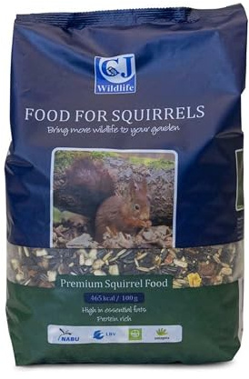 CJ Wildlife eichhörnchen Futter – eichhörnchenfutter ganzjahres-Futter – Mischung aus Nüssen, Samen und Trockenfrüchten – Proteinreich für Garten und Wildtiere