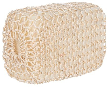 BADESCHWAMM aus Sisal 9×14×5,5cm Weiß-Beige Naturschwamm Duschschwamm Körperschwamm Massage Körper Schwamm 63