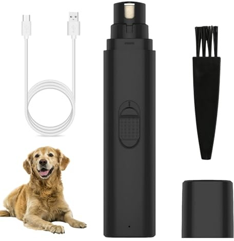 Azoisuwr Silent Dog Nail Grinder, Pet Nail Grinder with USB Rechargeable Design, Two Speed Settings, Low Noise for Cats and Dogs (Black)