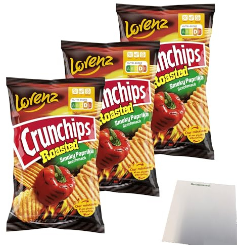 usy Bundle für Lorenz Crunchips Roasted Smoky Paprika 3er Pack (3x110g Packung) + usy Block
