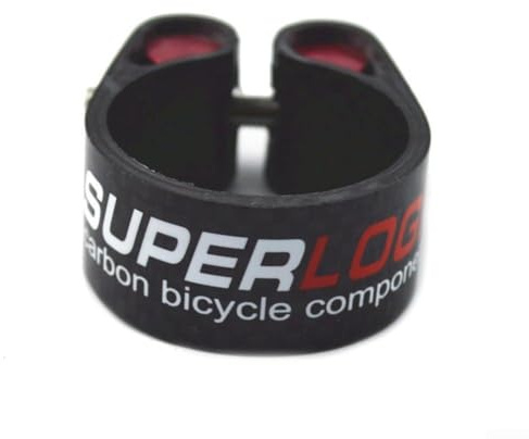 Upluxmira Abrazadera de fibra de carbono para tija de sillín de 27,2 sobre 30,8/31,6 mm, con tuerca de aleación de aluminio, para piezas de ciclismo MTB, color negro y rojo (27,2)