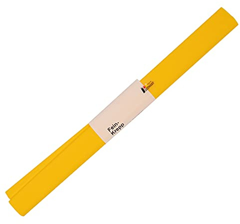 folia 820106 - Krepppapier, 10 Rollen in gelb, jede Rolle ca. 50 x 250 cm, 32 g/m², sehr elastisches und dünnes Papier, mit einer unebenen und rauen Oberfläche