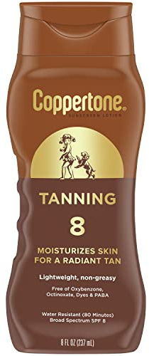 Coppertone Tanning Defend & Glow Sonnenschutzmittel mit Vitamin E Lotion LSF 8, 22 ml