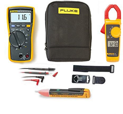 Fluke 116 Combo Kit KITA – Includes 116 True RMS Multimeter, 323 Clamp Meter, Magnetic Hanging Kit, 1AC Voltage Detector, Soft Case.