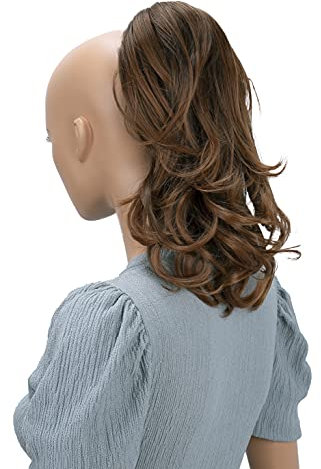 CAISHA 35cm Haarteil Helena Zopf Haarverlängerung mit Butterflyklammer Voluminös Gewellt Braun Mix H97