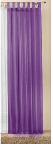 Schlaufenschal Vorhang transparente einfarbige Gardine aus Voile, viele attraktive Farbe, Sondergröße, 175x140 cm (HxB), Lila, 611750