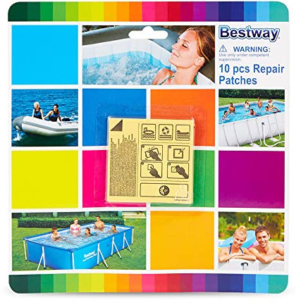 Bestway Parches de reparación adhesivos subacuáticos Flowclear de 6,35 x 6,35 cm (10 parches)