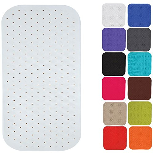 MSV Premium Duschmatte Badematte Badewannenmatte Badewanneneinlage antibakteriell rutschfest mit Saugnäpfen - Weiß - duftet nach Rosen - ca. 36 x 76 cm - waschbar bei 60° Grad