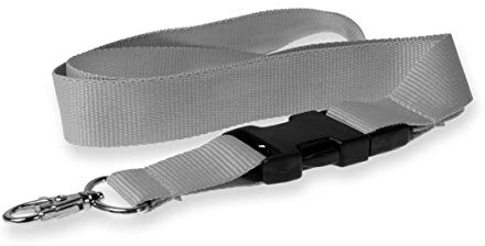 Kandinsky Schlüsselbänder Lanyards unbedruckt, Grau, mit Verschluss und Steckverschluss, 25 mm Breite (25 Stück)