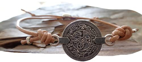 ★ BOHEMIEN BOHO SCHEIBE & NATUR LEDER ★ Armband, Unisex, einstellbar, Schiebeperle