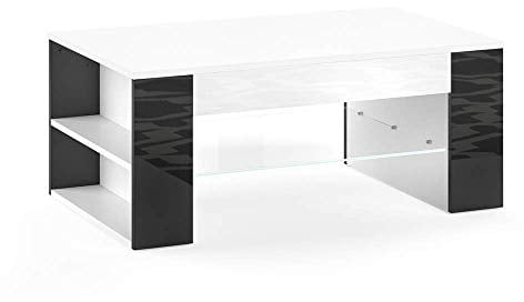 Vicco Couchtisch Stelios, Schwarz/Weiß Hochglanz, 100 x 60 cm