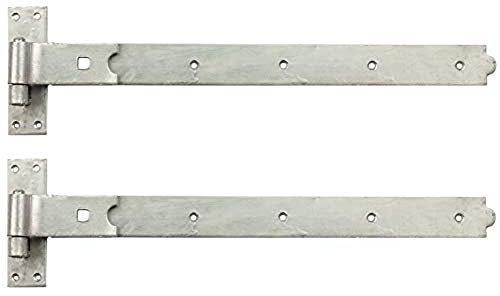 Merriway BH06859 (2 pezzi) cerniere per cancello resistenti, gancio e fascia dritte, piatte zincate, 400 mm, confezione da 2 pezzi, color argento