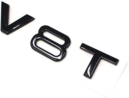 V8T Emblem Schriftzug Kunststoff mit Schaumstoff-Kleberückseite Badge (Schwarz)