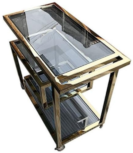 Casa Padrino Luxus Servierwagen Gold/Schwarz 83 x 42 x H. 78 cm - Edelstahl Trolley mit getönten Glasscheiben - Luxus Accessoires