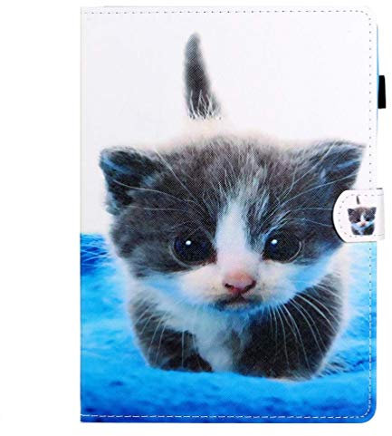 AIFILLE Coque Tablette 10.1 Pouces Universelle Chat Fille Mignon Animaux Motif Flip Livres Tablet Etui Universal 10 Pouces Cuir PU Pochette Support Stand Design Shock Absorption Housse de Protection