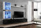 ASM Ensemble Meuble TV Mural - Switch XVIII - 282 Cm X 180 Cm X 40 Cm - Blanc Et Noir