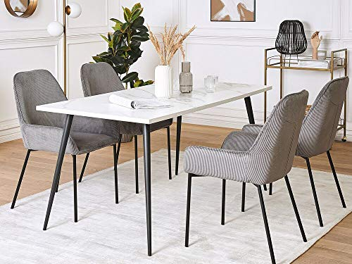 Polsterstuhl mit Metallbeinen im 2er Set grau aus Cord Loverna