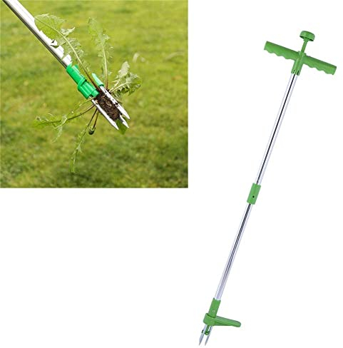 DéSherbeur Debout, Extracteur De Mauvaises Herbes Portable avec 3 Griffes à Long Manche Tueur De Racines De Pelouse De Jardin Outil De Suppression De DéSherbeuses Manuel Accessoire De Jardin