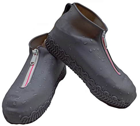 Nicoone Wiederverwendbare Überschuhe 1 Paar wasserdichte Silikon- Überschuhe Wiederverwendbare Zusammenklappbare rutschfeste Regen- Überschuhe mit Reißverschluss für Den Außenschuh