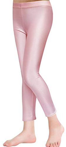 Carnavalife Leggings da bambina, tinta unita, pantaloni lunghi, 4-12 anni, Rosa, 4 anni