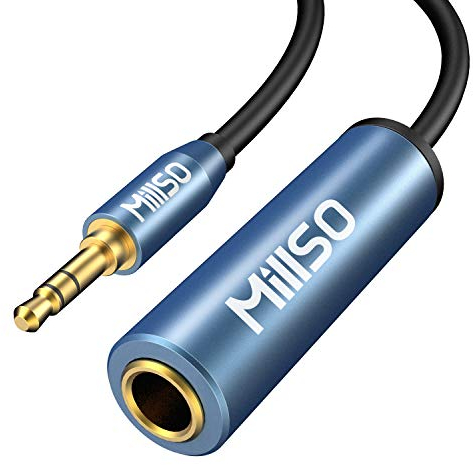 MillSO Adaptateur jack 3,5 mm vers jack 6,35 mm femelle TRS 1/4 vers 1/8 stéréo avec contacts plaqués or 24 carats pour casque, haut-parleur et piano - 30 cm
