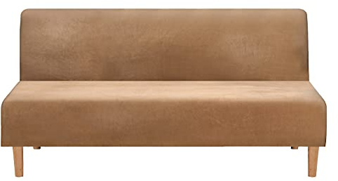 Mingfuxin Armlose Schlafsofabezüge, Stretch-Samt Futon Couchbezug Dicke weiche gemütliche Sofa Schonbezug Möbelschutz für 2-3-Sitzer armloses Klappsofa