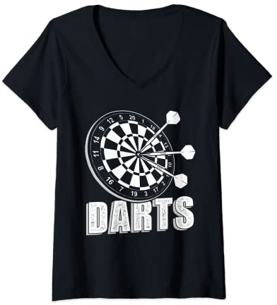 Damen Dartscheibe Darts Dartpfeile Darten T-Shirt mit V-Ausschnitt